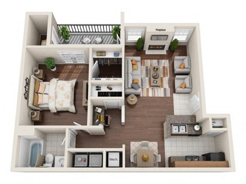 a 1 bedroom floorplan is shown in this image